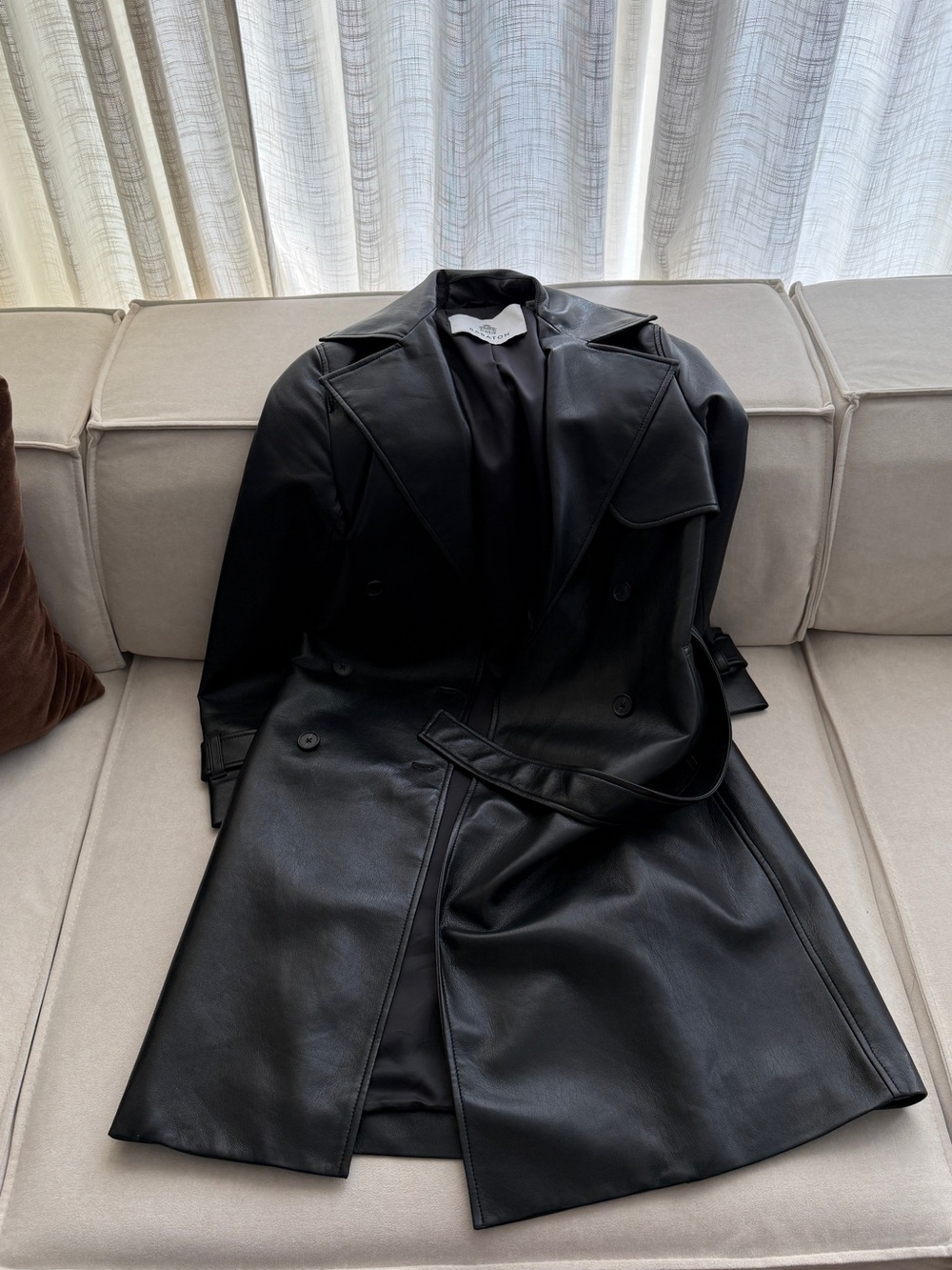 aritzia leather trench coat